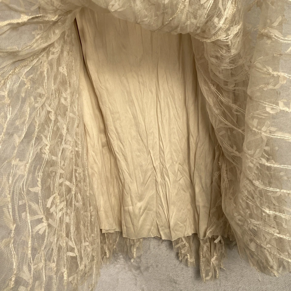 Boho Fairy Women’s Midi Fringe Tulle Beige Skirt Medium Romantic Coquette M - Image 4 of 4