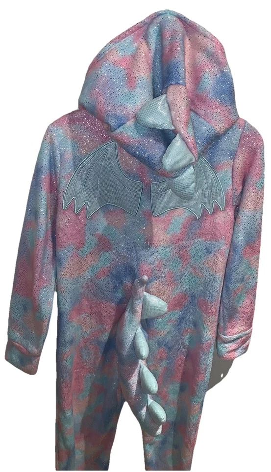 Pijama de una pieza con capucha dragón mágico tie-dye brillante para niña JUSTICE (Talla 7) Foto 4 de 4