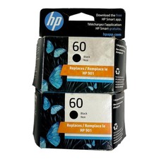 Pack of 2 HP 60 Black Ink Cartridge - CC640WL Exp 07/2025 NEW