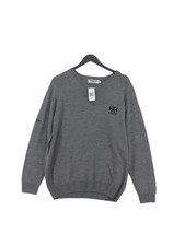 Proquip Men's Jumper M Grey 100 Wool V-Neck Pullover