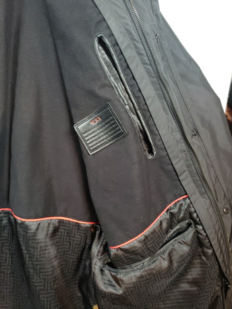 Tumi Rain Jacket Black Removable Lining Rain Coat… - image 5