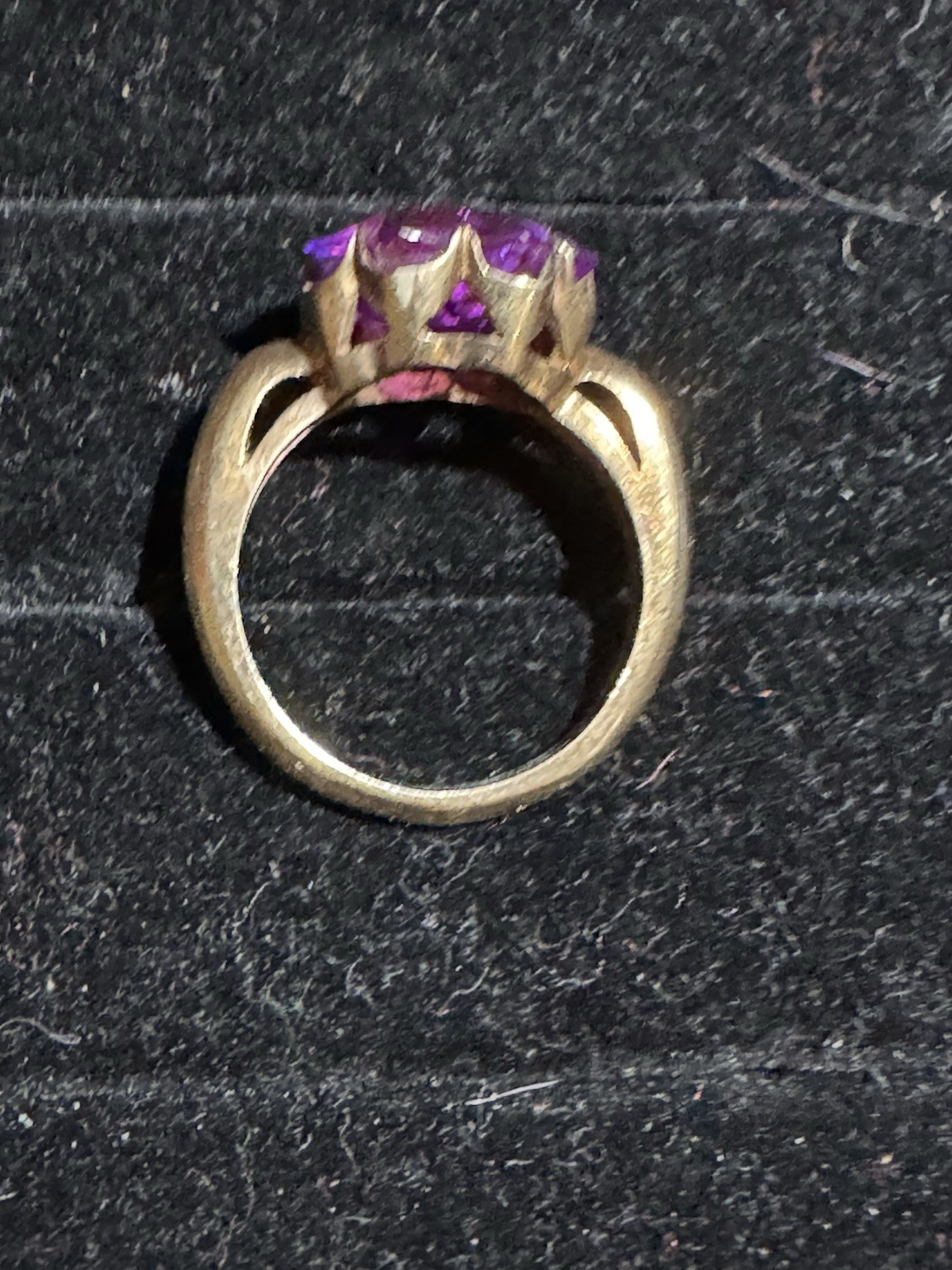 Purple Ruby Flower Cut Solitaire Ring - image 4