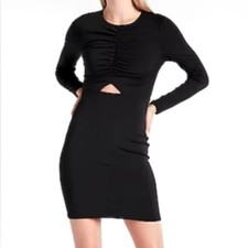 NWT Express Black Ruched Cutout Body Contour Mini Dress Size XL Party Goth 