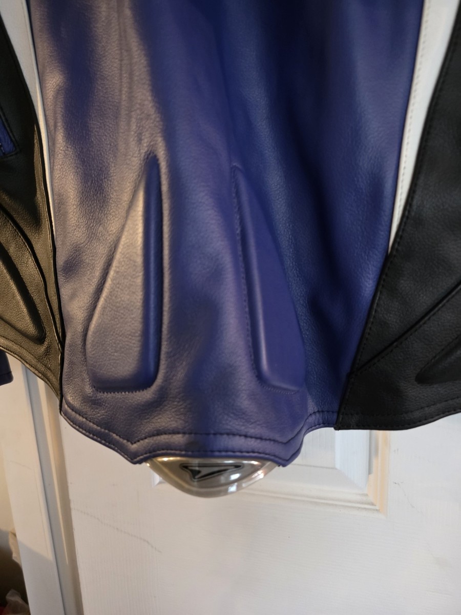 Teknic Motorcycle Leather Racing Jacket Men's 54 Blue Black White