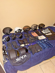 Ski Gear BIG LOT: helmets, goggles, gloves, hard cases, poles, pads, more