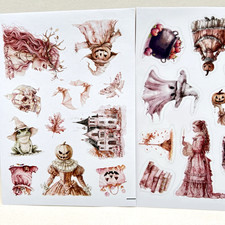Pink Halloween Stickers Scrapbooking Junk Journaling Cards