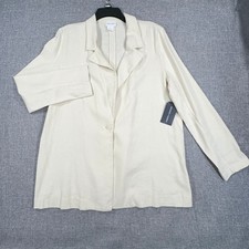 Melrose and Market Blazer Women L Ivory Dove Linen Blend One Button Jacket NEW