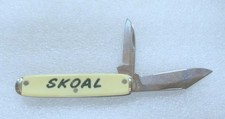 Vintage Skoal Logo Folding 2 Blade Pocket Knife Vintage Advertising Made In USA