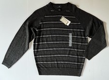 NWT Docker's Men's Sweater Size S Extra Soft Striped Charcoal Gray MSRP 45