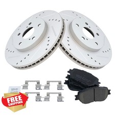 TRQ Front Brake Pads Rotors for Lexus IS250 09-15 Camry 02-04 Drilled Slotted