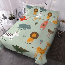 Animal Duvet Cover Set, 3 Pieces Soft Cartoon Cute Bedding Set