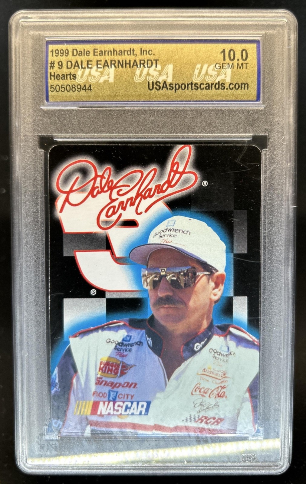 1999 US Playing Card Dale Earnhardt 9 of Hearts Nascar USA 10