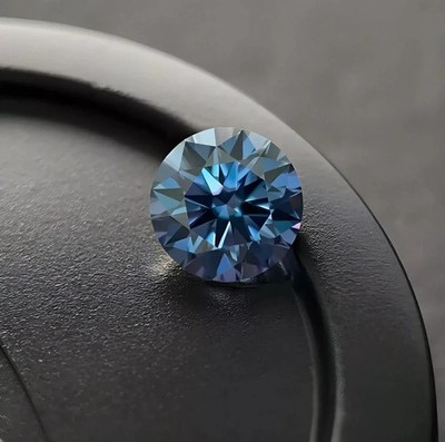 1 CT Royal Blue Diamond 6.50mm Round Cut VVS1 D Grade Certified Stone N12