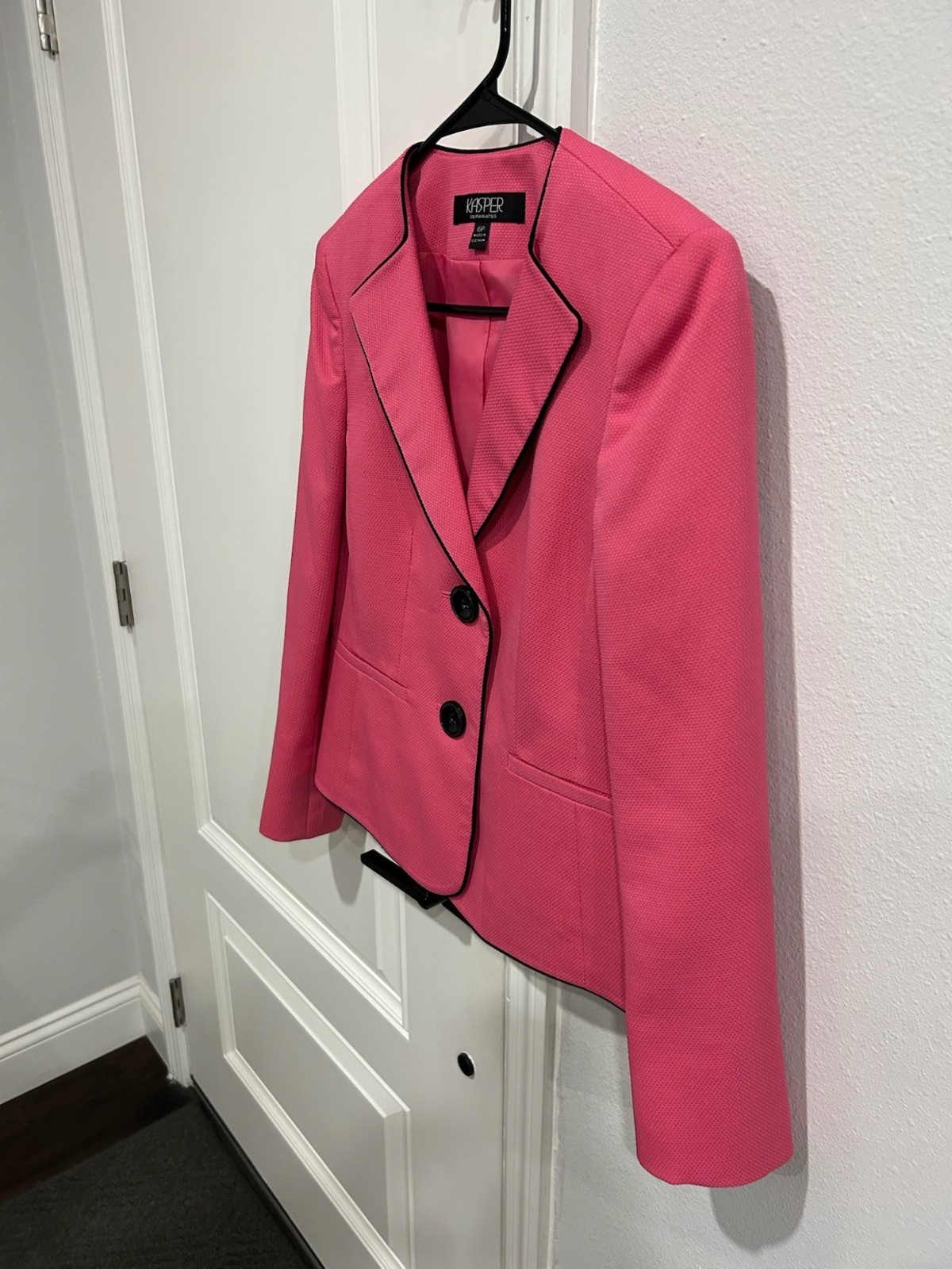 Kasper Double Button Blazer Jacket Pink Black Sz … - image 3