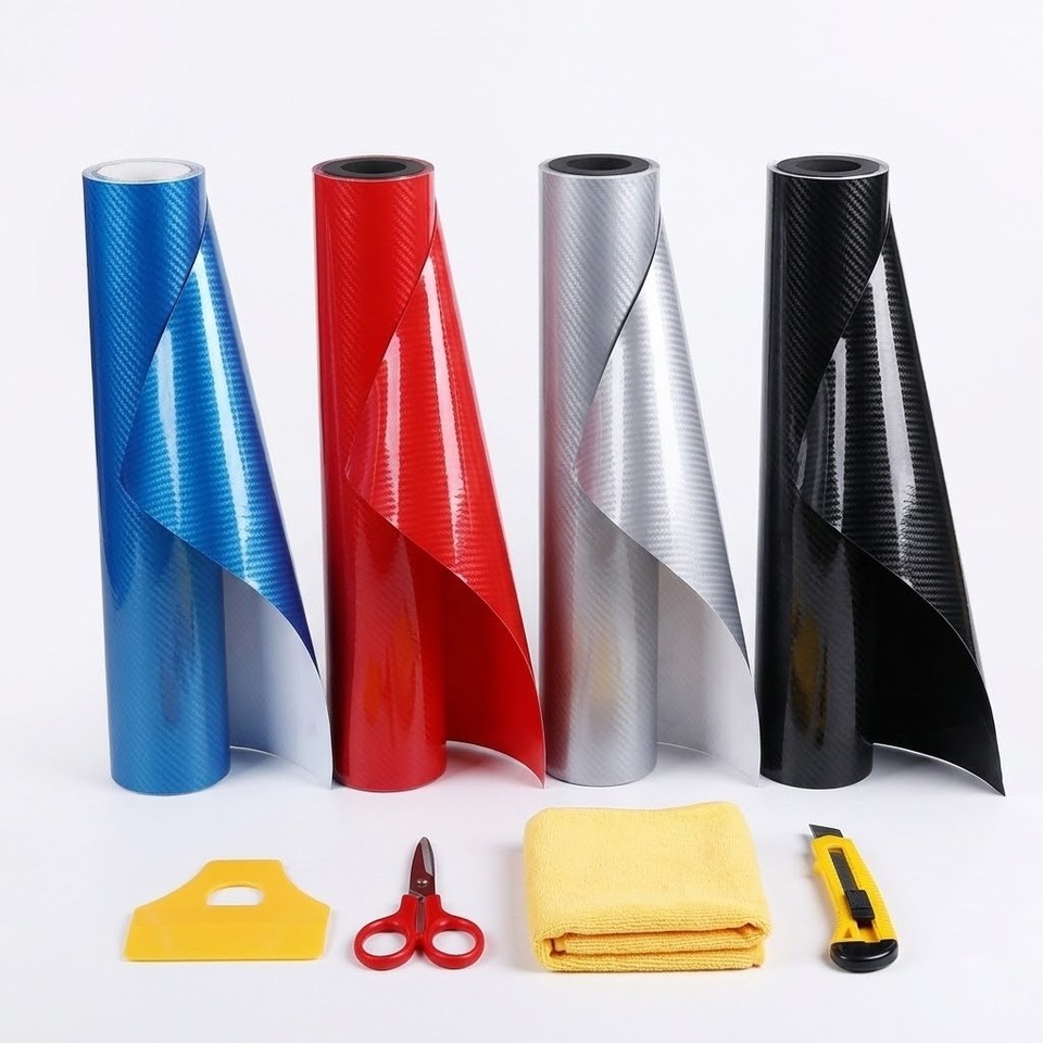 7D Premium Super Gloss Carbon Fiber Vinyl Film Wrap Bubble Free Air ...