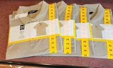 Set of 4--Member's Mark Stretch Pique Polo Mens Size M Moisture Wicking-Tan