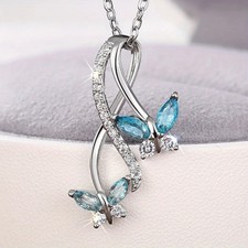 Women's Fashion Butterfly Cubic Zirconia Pendant Necklace Jewelry Accessory