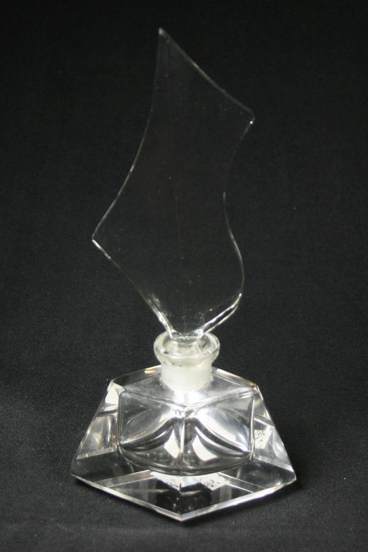 Vintage Lausitzer Hand Cut Crystal Perfume Bottle with Sail Stopper 1950’s