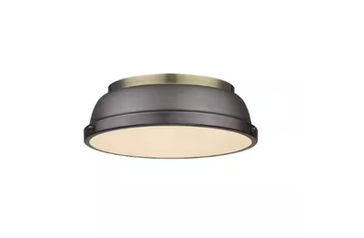 Golden Lighting 3602-14-AB Duncan 2 Light 14''W Flush Mount - Aged Brass / Matte