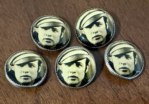 NEW MARLON BRANDO Rebel Movie Star 3/4" Picture Button Sewing Buttons Lot Of 5