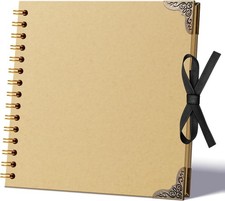 Scrapbook Photo Album 8x8 60 Pages Kraft Paper Ribbon Closure DIY Memory Book