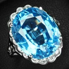 Precious Swiss Blue Topaz Oval 10.90Ct 925 Sterling Silver Handmade Halo Rings