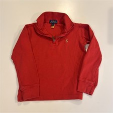 Polo Ralph Lauren Boys Red 1/4 Zip Pullover Size 8 Collared preppy Long Sleeve