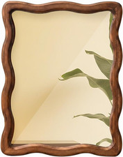 Vintage Scalloped Wall Mirror with Solid Wood...