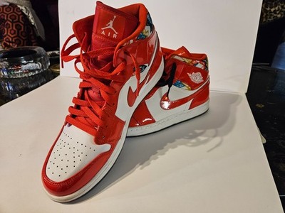 Nike Air Jordan 1 Mid Barcelona Sweater Red Patent Sneaker DC7294-600