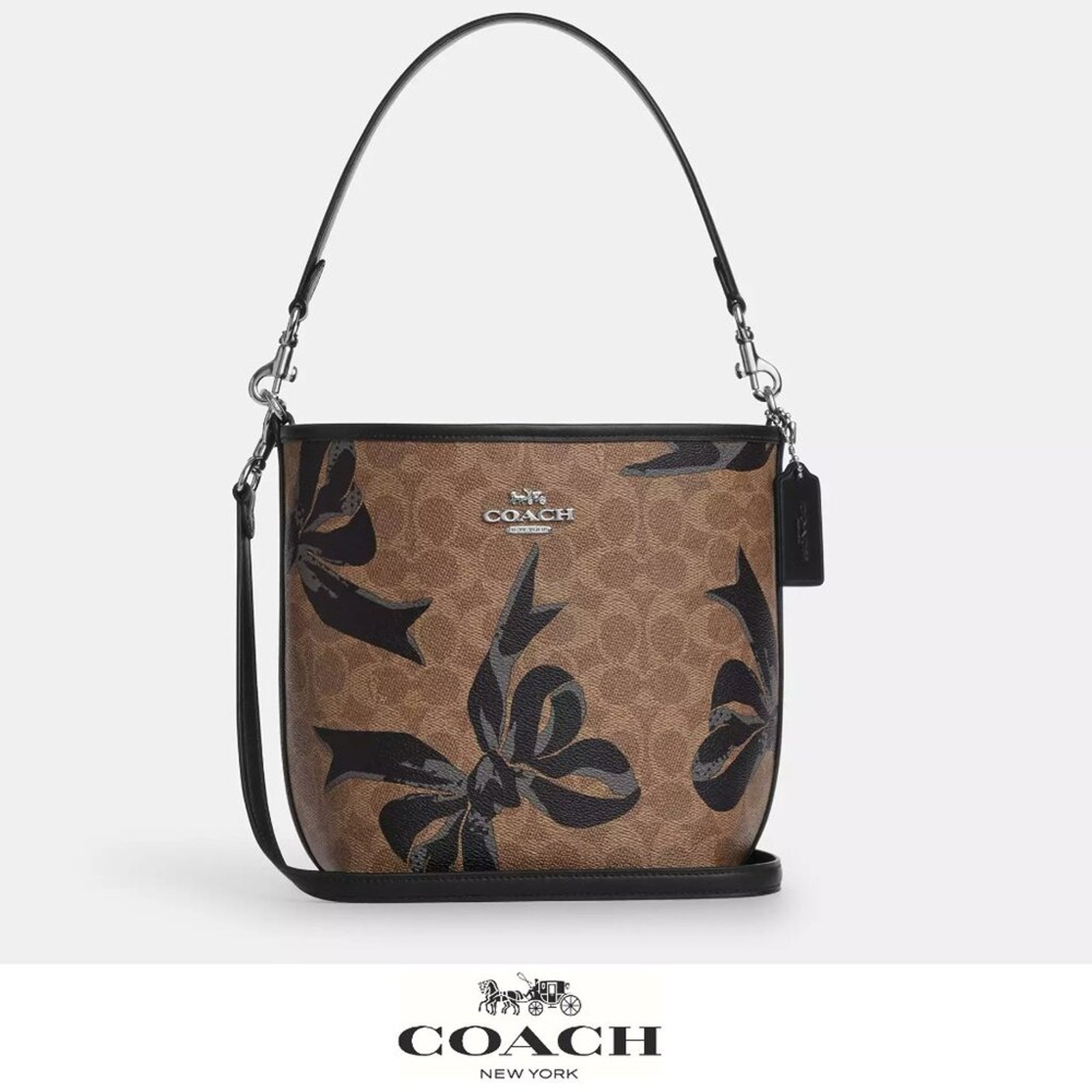 NWT Coach City Bucket Bag in Signature Canvas with Bow Print Design