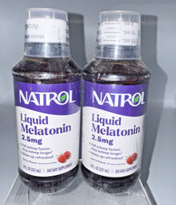 Lot of 2 Natrol Melatonin 2.5mg Liquid Sleep Aid Supplement 8oz Exp 04/27