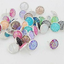 Pair Resin of Earrings Studded Drill Star Druzy Stone Set Stud