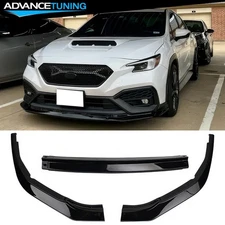 Fits 22-25 Subaru WRX IKON Style Front Bumper Lip Splitter Gloss Black PP 3PCS