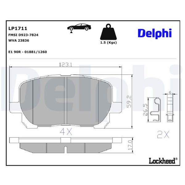Bremsbelagsatz Scheibenbremse Delphi LP1711 FüR Avensis Toyota Verso CLM20_ VVT-image