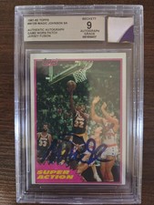 1981-82 Topps Magic Johnson #109 Auto BGS 9 Patch Jersey Fusion Lakers HOF