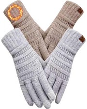 Winter Gloves for Women - Touch Screen Knit Thermal Gloves - 2 Pairs