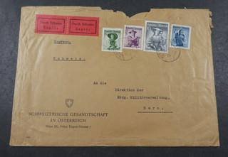 Austria 1956 10 Schilling Costume MIF on Express Letter from Swiss Society