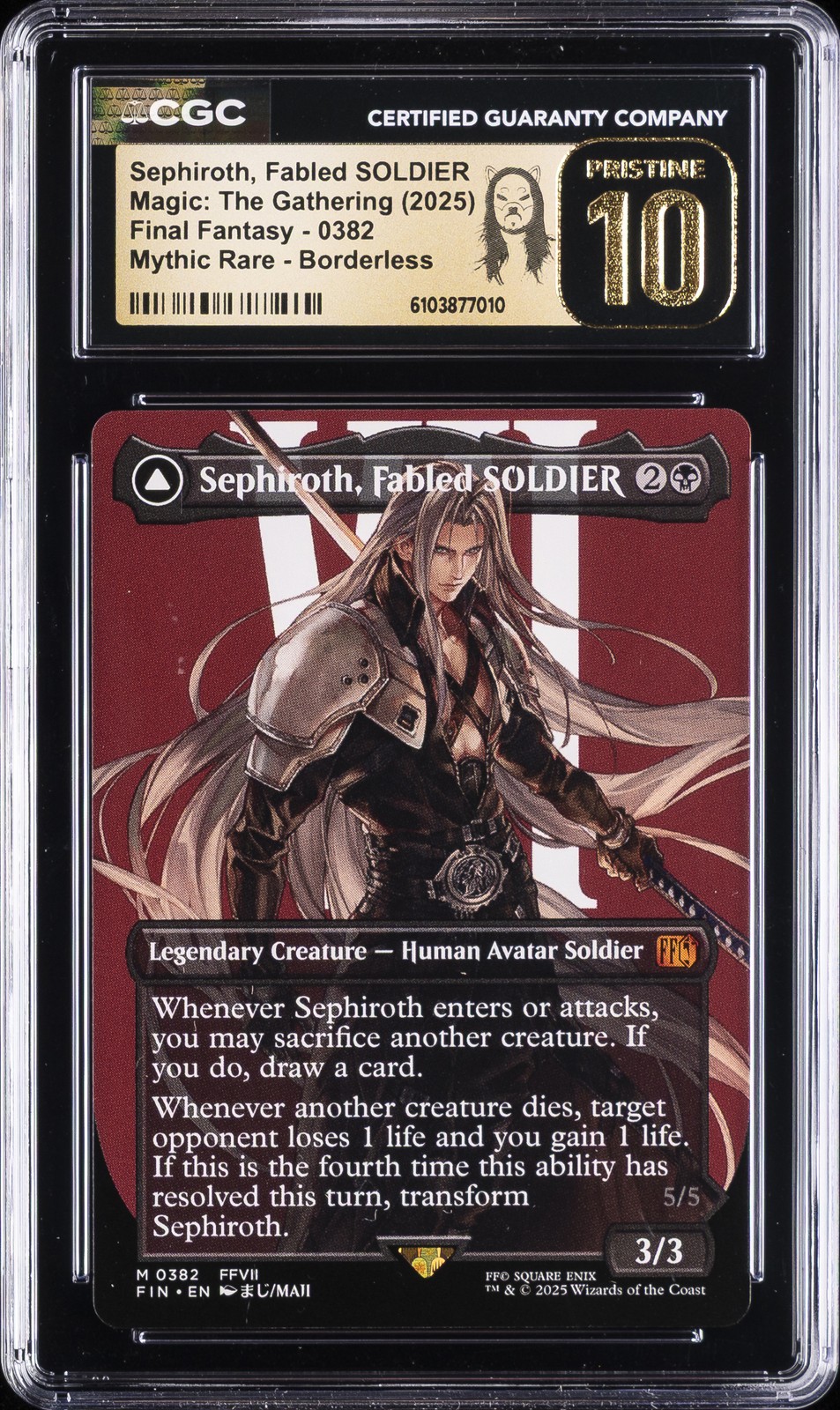 2025 Magic: The Gathering Final Fantasy Sephiroth Borderless #423 — CGC 10