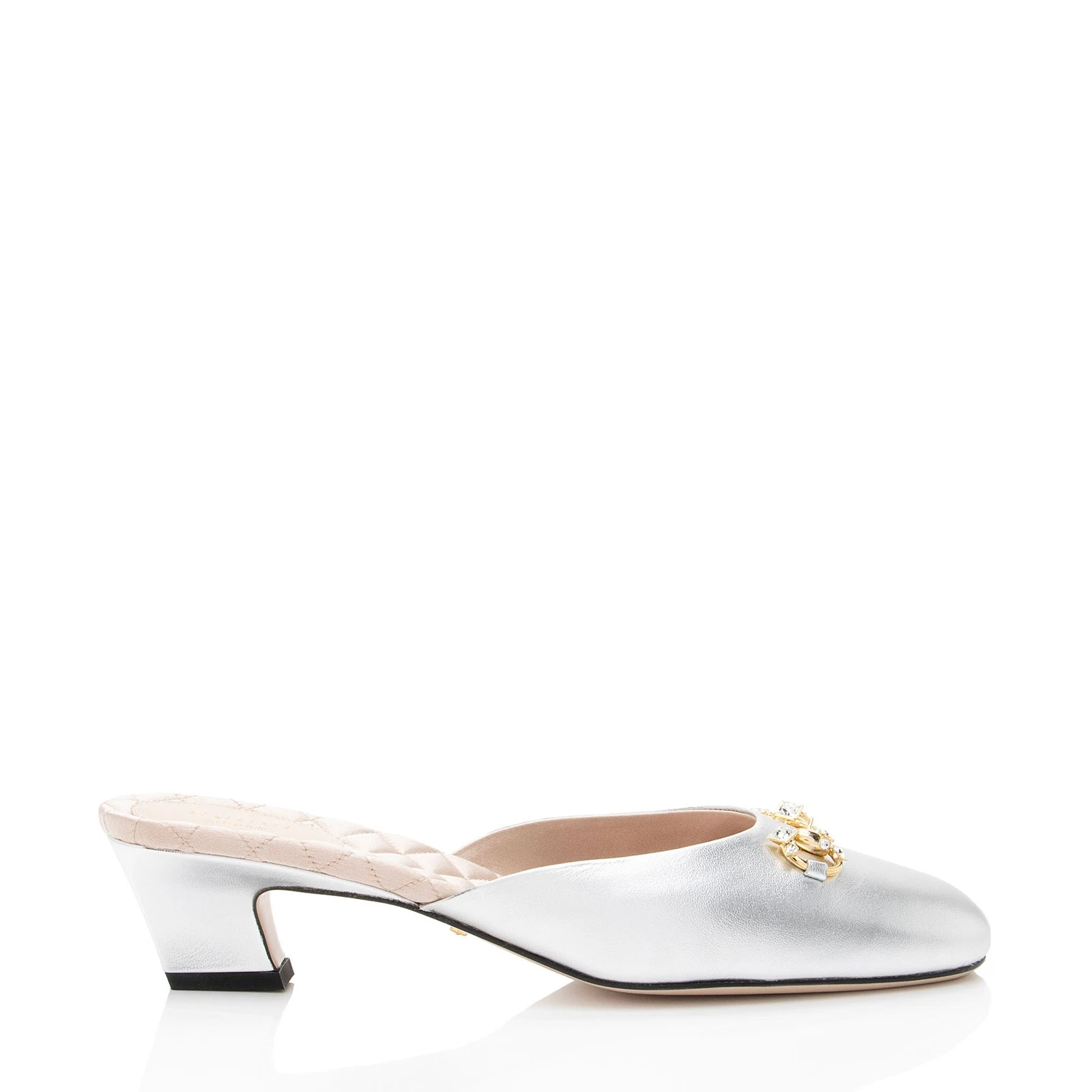 Mules Gucci mors de cheval en cuir métallisé cristal   Taille 9,5 / 39,5