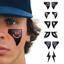 Black Temporary Eye Tattoos for Sports - 6 Pack, Mess-Free Application for Footb