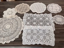 Vintage Handmade Crochet Lace Table Mats Doilies Job Lot 9 Boho Cottagecore
