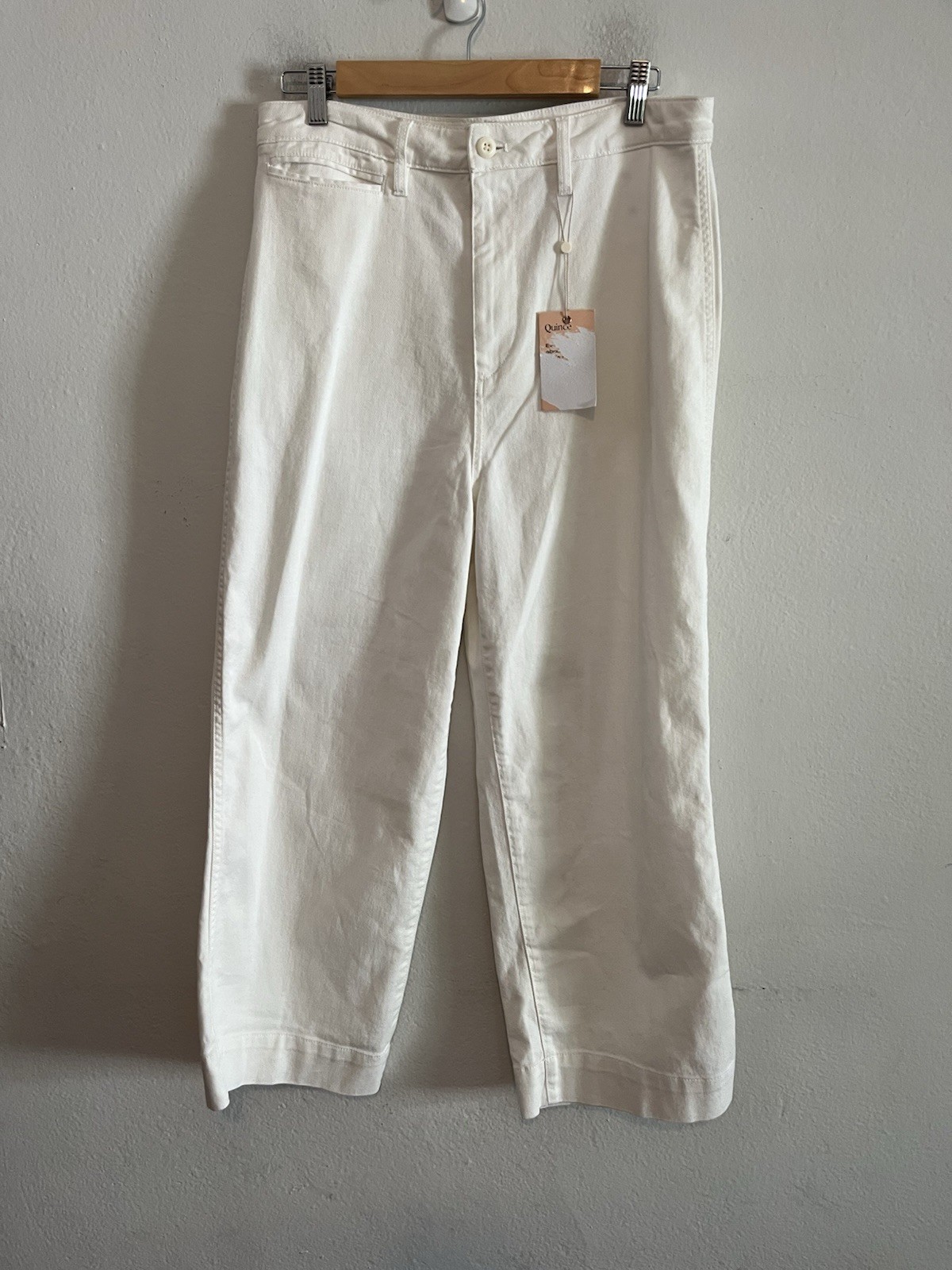 Quince NWT Ivory White High Rise Wide Leg Pants Size Size 32
