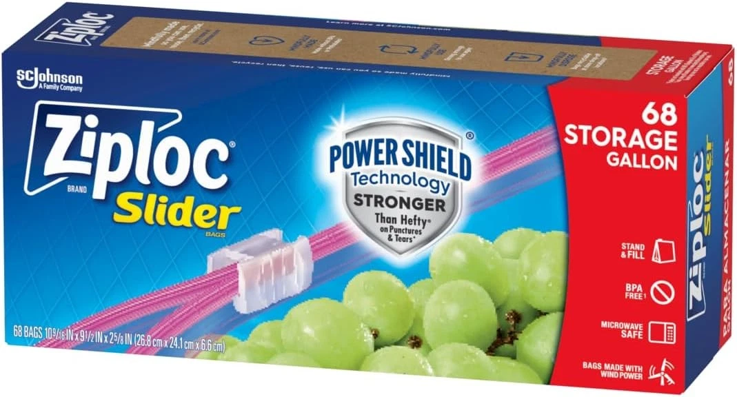 Ziploc Gallon Food Storage Slider Bags with Power Shield Technology for Extra Durability, 68 Count - Thumbnail 2