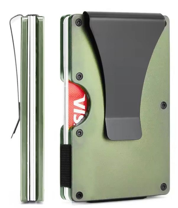 Personalized Slim RFID Aluminum Wallet Money Clip Custom Engraved Gift