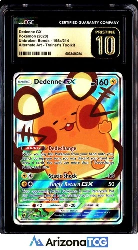 Pokemon 2020 Dedenne GX 195a/214 Alternate Art Unbroken Bonds PRISTINE CGC 10
