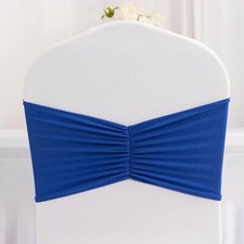 5 Royal Blue Spandex Ruffled CHAIR SASHES Wedding Party Home Decorations