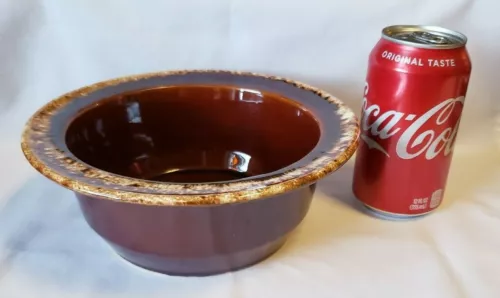 HULL Brown Drip Glaze Round Flat Rim 8" Serving Dish Casserole Oven Proof 