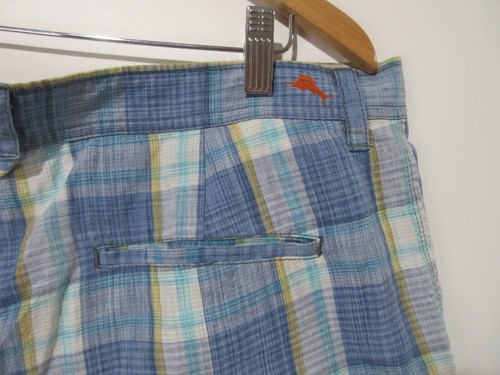 Lot of 2 Sz 36 Tommy Bahama Linen/Silk Beige & Plaid Blue Shorts Mens Beach Golf - Picture 7 of 23