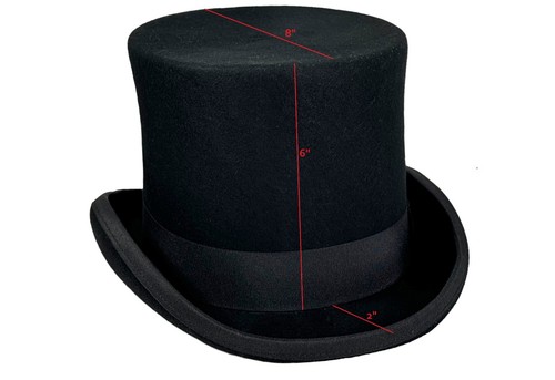 Goth Top Hat Studded Leather Hat Band Vintage Wool Victorian Mad Hatter Top Hat - Picture 13 of 13