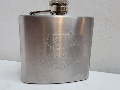 Live to Ride Silver Metal Flask Drink 5 Oz Volume Screw Top Contoured Carry - Picture 3 of 13